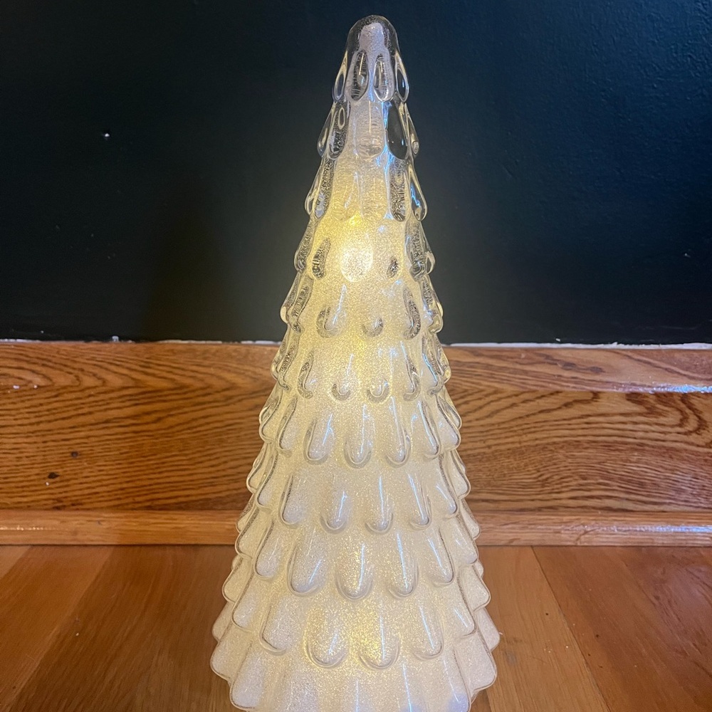 Pottery Barn Light Up White Glass Tree Decor
